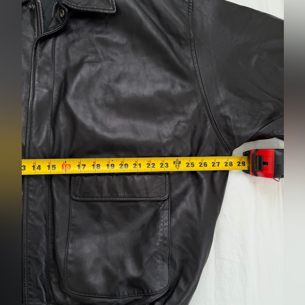 Men's Leather Black Bomber Jacket. Milano XXXL. Excellent Condition. - Picture 9 of 16